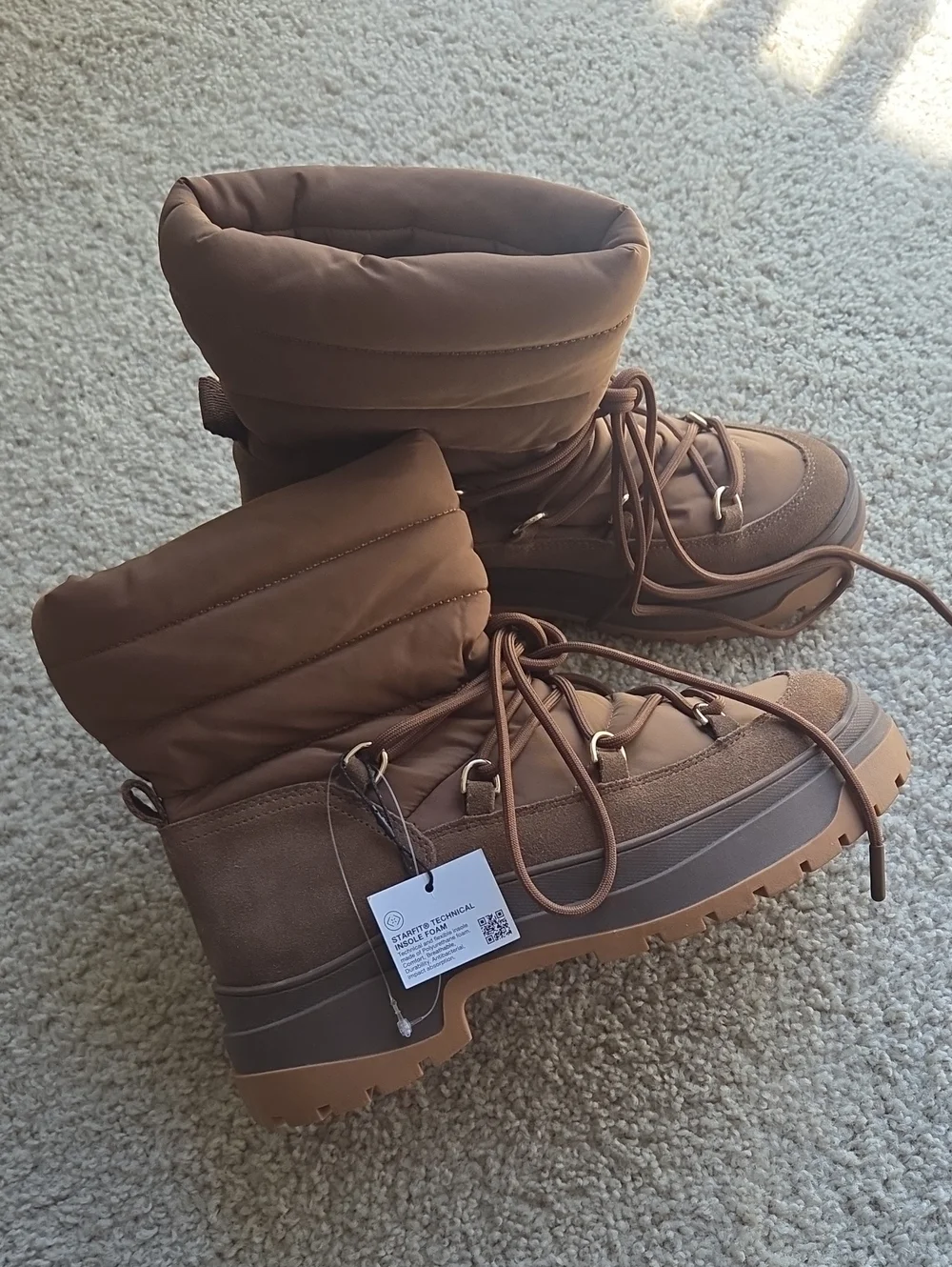 Zara  Brown Puffer Boots